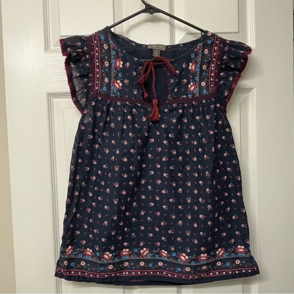 JCrew x Point Sur flutter sleeve  blouse